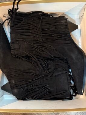 Michael Kors Jayla fringed black bootie